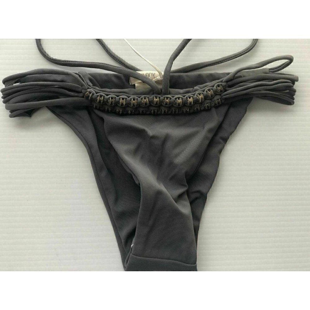 Nasty Gal Women's Gray Flook The Label Caia Beaded Bikini Bottom Size XS $89